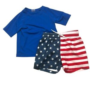 Old Navy Blue And American Flag Pattern Bathing Set 18-24m
